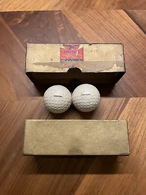 Antique Golf Balls Rare Spalding Kroflite Mesh Balls X2 Small 3 Ball Box C1920 • $275.16