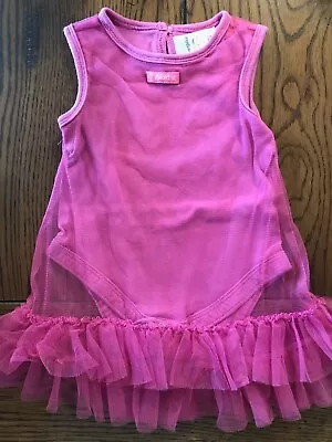 Naartjie Pink Sheer Mesh Overlay Dress Girls Ruffled Hem Size 12-18 Months • $17.50