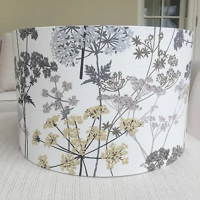 Floral Lamp Shade ILiv Hedgerow Grey Cream Beige Yellow Cow Parsley Dandelions • £29