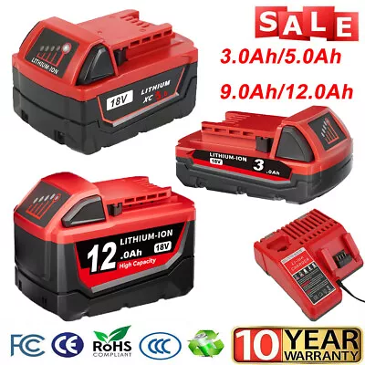 Battery For Milwaukee For M18 18V 12.0AH Extended Lithium 48-11-1890 Or Charger • $33.92