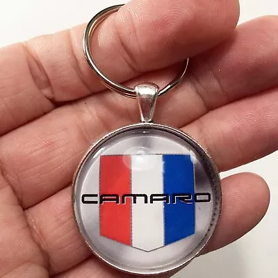 Vintage Chevrolet Camaro Chevy Red White Blue Emblem Badge Reproduction Keychain • $12.95