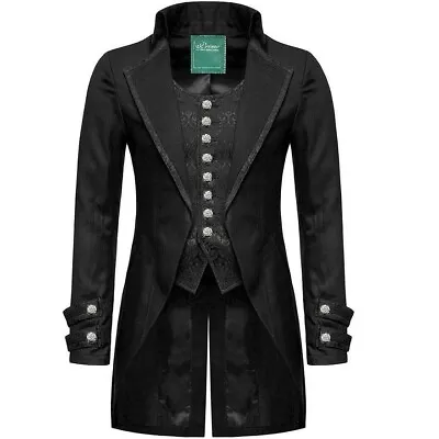 100% Cotton Mens Gothic Morning Jacket Tailcoat Steampunk Victorian Christmas • £49.99