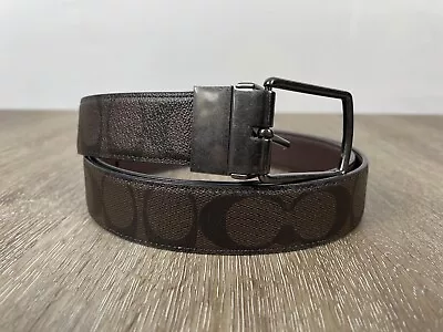 Coach 42  Brown Reversible Logo Print Leather Belt  • $35