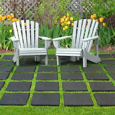 Garden Stepping Stone Recycled Rubber Primeur Stomp Slate Non-slip Non-toxic • £27.99