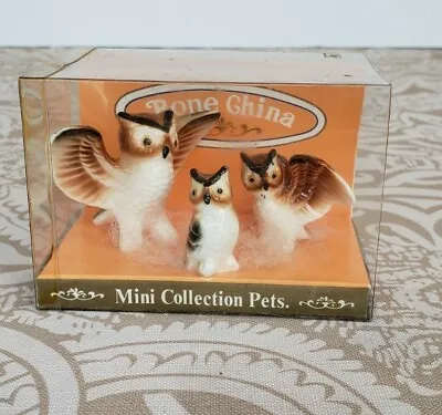 Vintage Bone China OWL Family Mini Figurines Pet Collection Owls Figural New  • $9.99