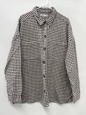 $54.80 • Buy Hollister Womens XXL Oversized Shirt Jacket Black Plaid Military Flannel 499865