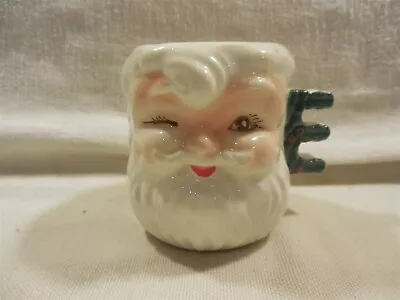 Vtg Japan Ceramic Christmas Winking Santa NOEL Handle Mug Letter E - As Is • $5.95