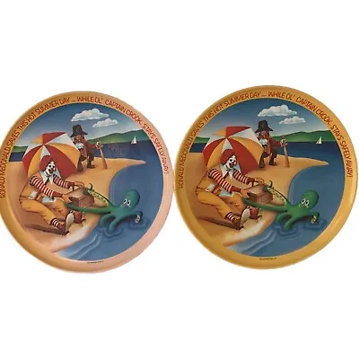 Vintage 1977 Ronald McDonald Melamine Plates Captain Crook Octopus Set Of 2 • $8.09