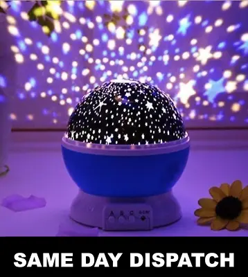 Projector Starry Night Light Star Moon Lamp Kids Baby Bedroom Light Rotating UK • £7.98