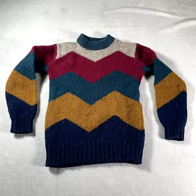 Viking Iceland Sweater Womens Medium Wool Blue Rainbow Southwest Aztec All Over • $33.99