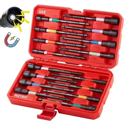 Magnetic Nut Driver Set 16PCS Long Nut Driver Set 6 Inches SAE & Metric Colorful • $48.06