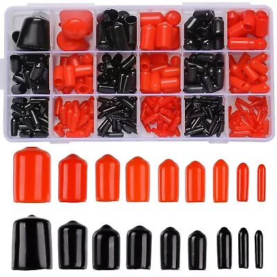 300 Pieces Rubber End Caps Vinyl End Caps Black And Red Screw Bolt Screw Rub... • $14.10