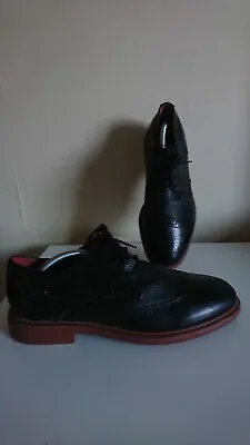 Lambretta Edward Mens Black Leather Brogues Shoes Extralight Size 9 Uk/43 Eu New • £19.99