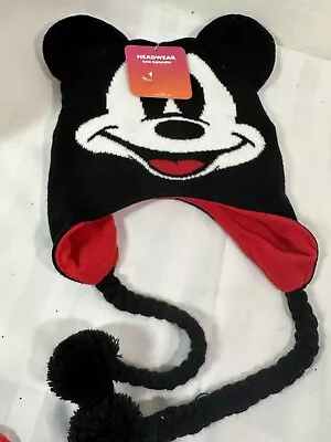 Youth Disney Mickey  Mouse Ears Tassels Beanie Winter Knit Hat Cap Boy Girl • $8.99