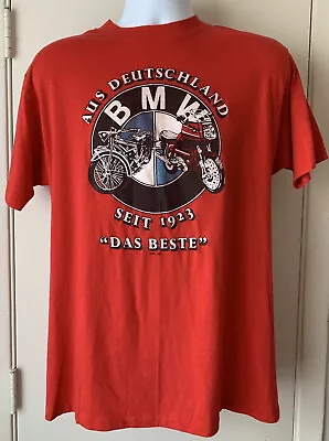 German BMW 1981 Size XL Red Excellent Motorcycle Tshirt Vintage • $75