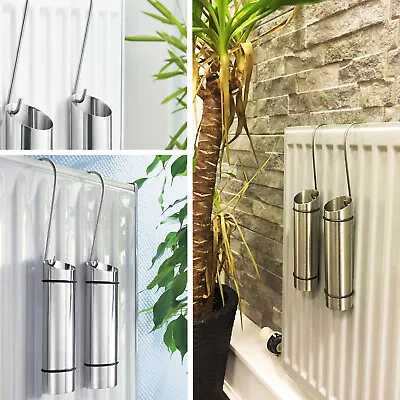 2Pc Stainless Steel Radiator Hanging Humidifiers Set Air Water Humidity Control • £6.85