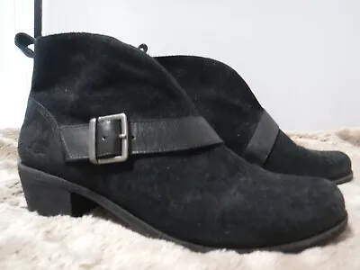 UGG Australia Wright Belted Black Suede Leather Ankle Boots Womens Size 9 M • $20