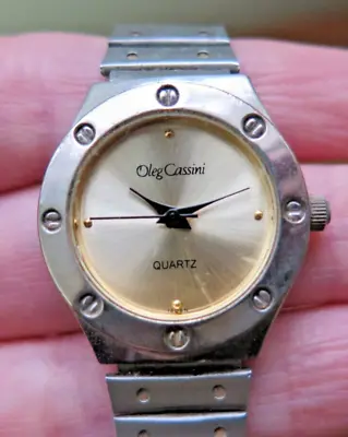 Vintage Oleg Cassini Quartz Silver Tone Wrist Watch With Metal Strap • $12.62