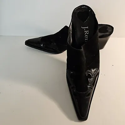 J. Renee Rodeo Black  Leather Slip On Dressy Western Mules. US Sz 8 M NEW • $39.95