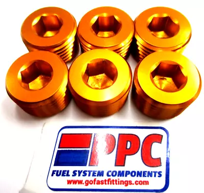 1/2  NPT Pipe Plugs  Aluminum W/ Allan Head 6 Per Pkg  Gold Anodized Aluminum • $19.90