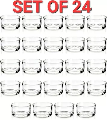 Set Of 24 Circle Tea Light Juvale Candle Holders Modern Clear Glass Design  • £11.99