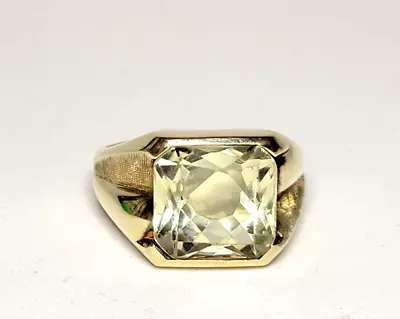 Men's 10K Yellow Gold & Prasiolite Ring Size 10 • $450