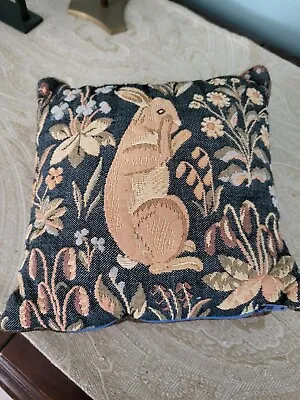 Vintage Rabbit French Medieval Style Tapestry Floral Cushion Pillow 8 ×8  • $25