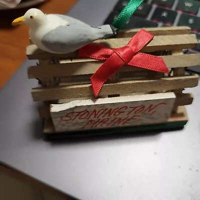 Vintage Seagull On Wooden Lobster Trap Christmas Ornament Stonington Maine • $9.95