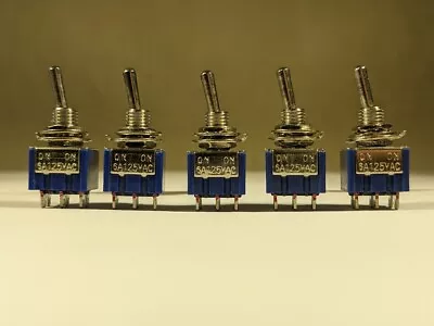 Toggle Switch 3 Position Mini MTS-203 DPDT ON-OFF 6A 125VAC (Lot Of 5) • $3.20