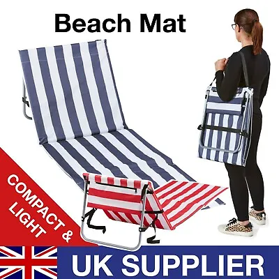 Beach Mat Recliner Festival Picnic Camping Sunbed Lounger Red Or Blue *UK STOCK* • £12.95