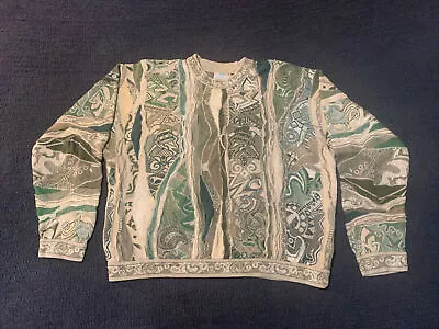 VTG Coogi Mercherised Cotton Sweater Green/Tan Size XL • $200