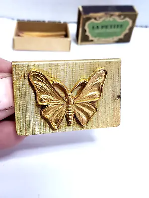 Vintage La Petite Match Box W/some Matches & Gold Tone Butterfly Holder 1.75  • $20