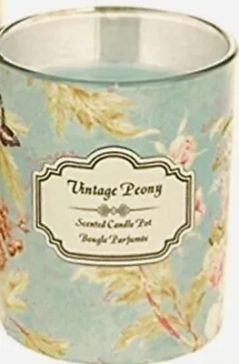 £4.85 • Buy Peony Scented Duck Egg Blue Floral Vintage Style Glass Jar Candle