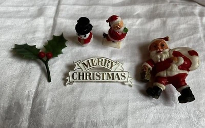 Vintage 70's Christmas Cake Decorations Toppers  • £3.49