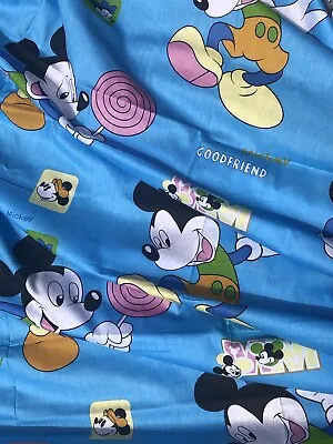 Mickey Mouse Disney Cotton Fabric By The Yard .Blue Color. Great Quality • £6.71