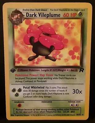 $5 • Buy Pokemon Trading Card Dark Vileplume 1st Edition Rare Team Rocket 30/82 LP WOTC