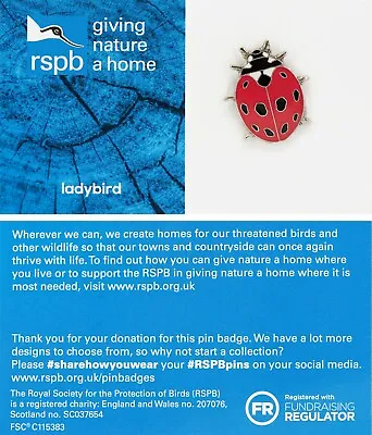 RSPB Pin Badge Ladybird GNaH BLUE(01518 • £3.50