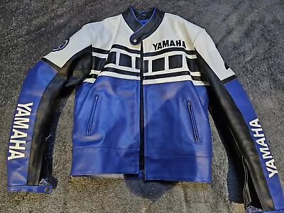 Yamaha Motorbike Blue Cowhide Leather Track Days Motorcycle Ce Armoured Jacket • £65