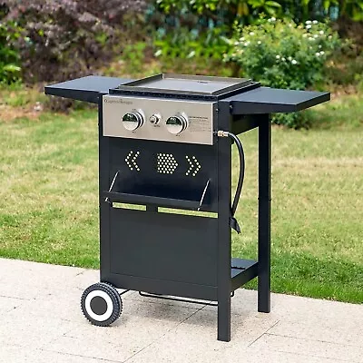 20000 BTU Outdoor Flat Top Gas Griddle Grill Propane BBQ Grill With Lid 2-Burner • $162.99