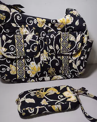 Vera Bradley Shoulder Bag Quilted Black Yellow Bird W/ Matching Pouch • $12.95