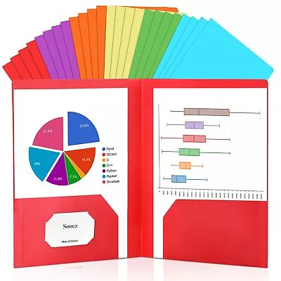 24 Pack 2-Pocket Folders With Labels Heavy Duty Plastic Folders With Pockets... • $36.33