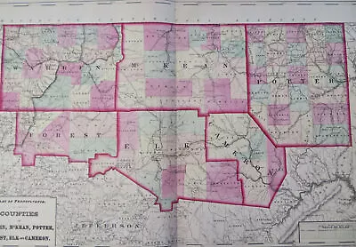 Warren McKean Potter Forest Elk & Cameron Counties Pennsylvania 1872 Gray Lg Map • $68