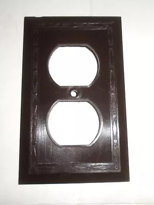 Leviton Dots Diamonds Lines Brown Deco Bakelite Outlet Plate Wall Cover Antique • $18