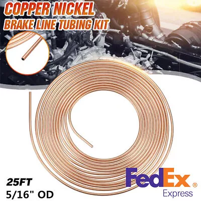 25 Ft 5/16 OD Coil Roll Steel Zinc Copper Nickel Brake Line Tubing Kit USA Ship • $29.60