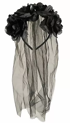 Black Veil Headband Corpse Bride Rose Halloween Fancy Dress Day Of The Dead • £3.50