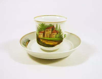 Haas & Czjzek Schlaggenwald 19th Century Cup & Saucer H.painted Scene !(j018) • $199