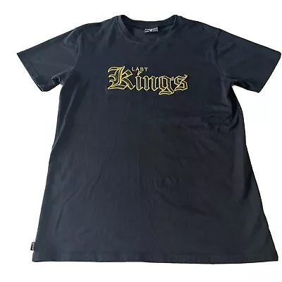 Last Kings Mens Black Riund Neck T-shirt With Large Raised Leather Logo Size L • £21.66