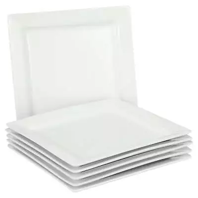 Square Porcelain Dinner Plates White Set Of 6 • $29.66