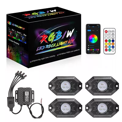4-Pods RGB LED Rock Light Kit APP Remote For Polaris RZR XP 4 1000 Turbo RZR 900 • $41.39