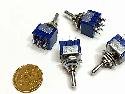 4 X Toggle Switches 3 Position Mini MTS-203 6-Pin DPDT ON-OFF-ON 6A Latching B24 • $8.44